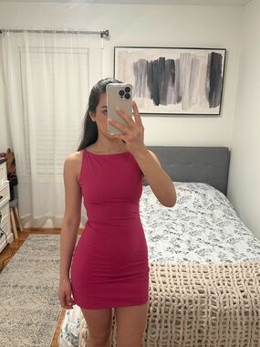 White Fox Pink Bodycon Mini
Dress (Size S)